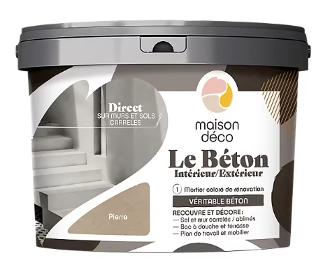 Enduit décoratif Le béton intérieur, extérieur Maison déco beige pierre 5kg