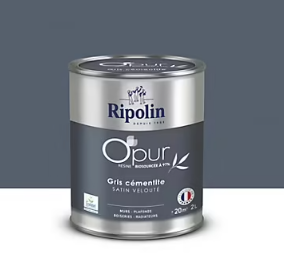 Peinture intérieure multisupport Ripolin O'pur gris cementite satin velouté 2L