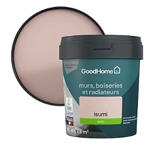 Peinture intérieure couleur murs, boiseries et radiateurs GoodHome satin isumi rose 750ml
