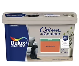 Peinture intérieure couleur Crème De Couleur Dulux Valentine satin rouge terre cuite 2.5L