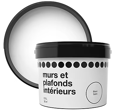 Peinture murs et plafonds blanc satin 2,5L