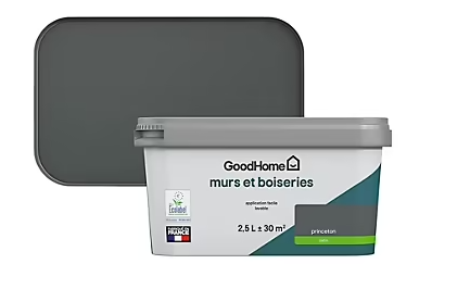 Peinture intérieure couleur Murs et boiseries GoodHome Princeton gris satin 2,5L
