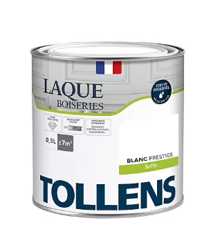 Laque boiseries et métal Tollens satin blanc prestige 500ml
