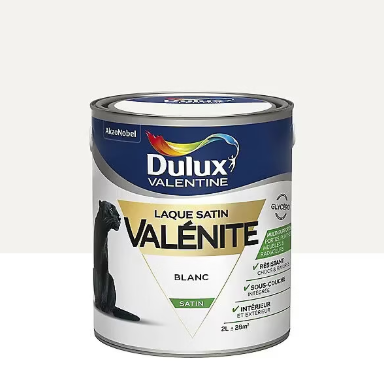 Peinture laque pour boiseries Valénite Dulux Valentine satin blanc 2L