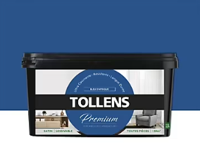 Peinture Tollens premium murs, boiseries et radiateurs bleu d'Afrique satin 2,5L