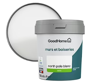 Peinture murs et boiseries GoodHome blanc North Pole satin 0,75L