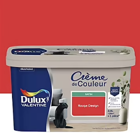 Peinture Crème De Couleur Dulux Valentine satin rouge Design 2,5L