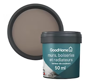 Testeur peinture résistante murs, boiseries et métal GoodHome marron Cordoba mat 50ml