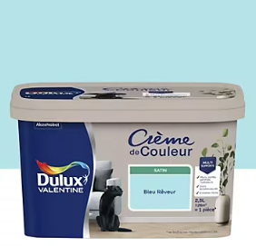 Peinture intérieure couleur Crème De Couleur Dulux Valentine satin bleu Rêveur 2.5L