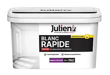 Peinture murs et plafonds blanc rapide Julien blanc velours 2,5L