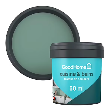Peinture cuisine et salle de bains GoodHome vert Kilkenny satin 50ml