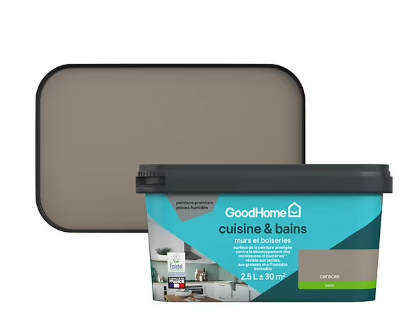 Peinture cuisine et salle de bains GoodHome beige Caracas satin 2,5L