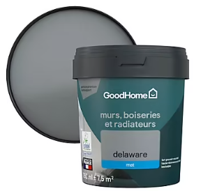 Peinture résistante murs, boiseries et métal GoodHome gris Delaware mat 0,75L