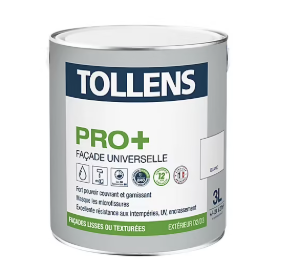 Peinture extérieure façade universelle Tollens pro+ blanc 3L