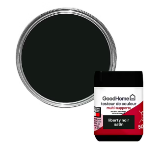 Peinture de rénovation GoodHome multi-supports satin noir Liberty noir 50ml