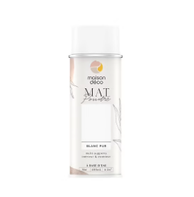 Peinture aérosol à base d'eau multi-supports Maison Déco mat poudré blanc pur 400ml