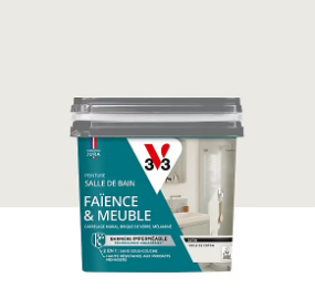 Peinture de rénovation faïence et meuble de salle de bain V33 blanc voile de coton satin 750ml