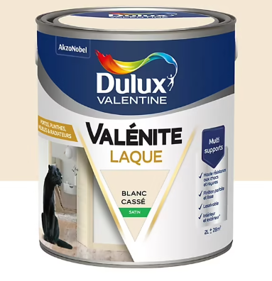 Laque Valénite Dulux Valentine Acrylique satin blanc cassé 2L