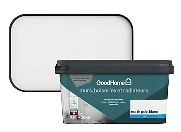 Peinture intérieure couleur murs, boiseries et radiateurs GoodHome North Pole mat blanc 2,5L
