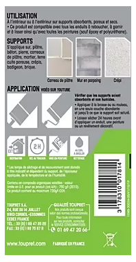 Enduit de traitement durcisseur de mur intérieur et extérieur transparent 1 L Toupret