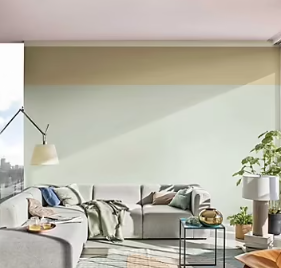 Peinture couleur murs, boiseries et radiateurs Crème de couleur Dulux Valentine vert douceur de l'aube mat velouté 1,25L
