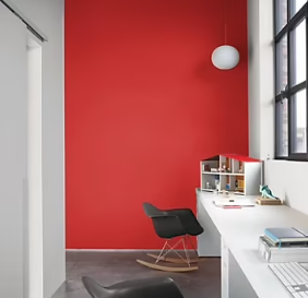 Peinture couleur murs, boiseries et radiateurs Crème de couleur Dulux Valentine rouge design satin 1,25L