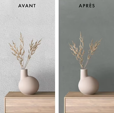 Enduit de rénovation coloré effet béton brut Maison Déco Reliss vert kaki 15kg