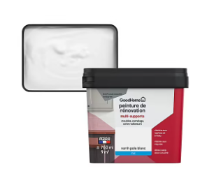 Peinture de rénovation GoodHome multi-supports mat blanc blanc North Pole 750ml