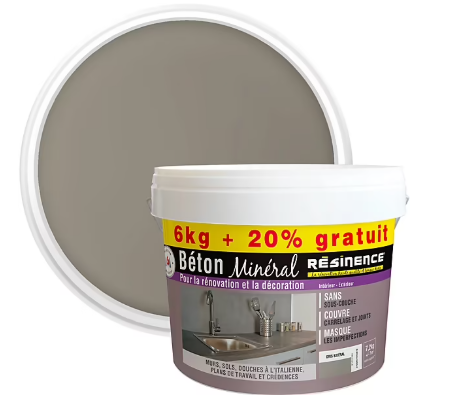 Béton minéral Résinence gris sidéral 6kg + 20% gratuit