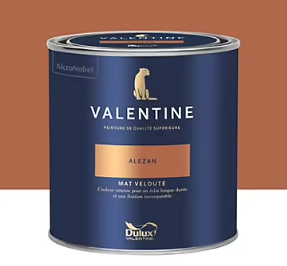 Peinture Valentine murs et boiseries Dulux Valentine rouge alezan velouté mat 0,5L