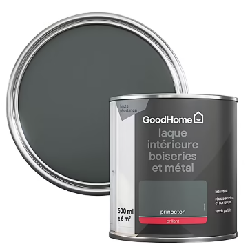 Peinture métal et bois GoodHome brillant gris Princeton 500ml
