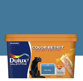 Peinture couleur murs et boiseries color resist Dulux Valentine zinc bleu mat 2,5L