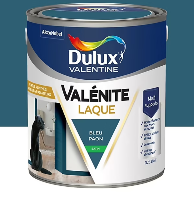 Laque Valénite Dulux Valentine Acrylique satin bleu paon 2L