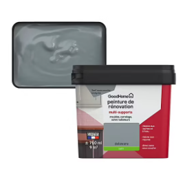 Peinture de rénovation GoodHome multi-supports satin gris Delaware 750ml