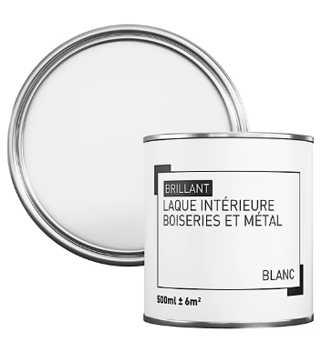 Peinture métal et bois brillant blanc 500ml