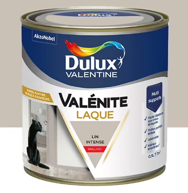 Laque Valénite Dulux Valentine Acrylique brillant blanc lin intense 500ml