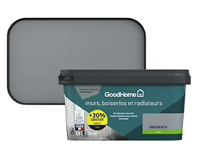 Peinture résistante murs boiseries et métal GoodHome gris Delaware satin 2,5L +20% gratuit