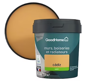 Peinture intérieure couleur murs, boiseries et radiateurs GoodHome satin cádiz orange 750ml