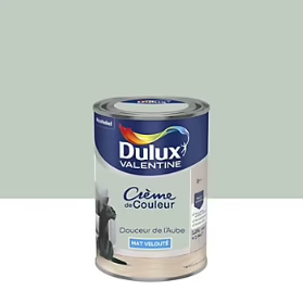 Peinture couleur murs, boiseries et radiateurs Crème de couleur Dulux Valentine vert douceur de l'aube mat velouté 1,25L