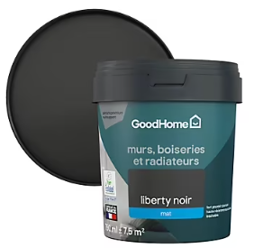 Peinture résistante murs, boiseries et métal GoodHome noir Liberty mat 0,75L