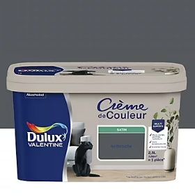 Peinture Crème De Couleur Dulux Valentine satin anthracite 2,5L