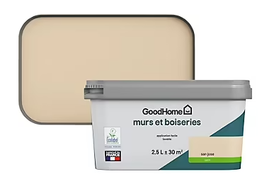 Peinture intérieure couleur Murs et boiseries GoodHome San Jose beige satin 2,5L