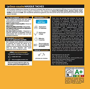 Sous-couche Masque Taches pour murs et plafonds toutes pièces Julien Mat Blanc 0,5L