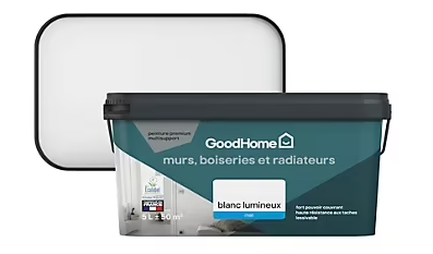 Peinture murs, plafonds et radiateurs GoodHome blanc lumineux mat 5L
