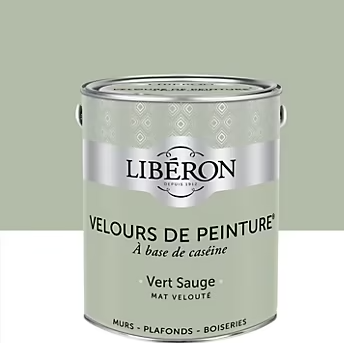 Peinture multisupport murs, plafonds et boiseries Velours de peinture vert sauge Libéron 2,5L