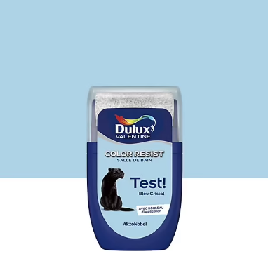 Testeur de peinture Color Resist salle de bains Dulux Valentine satin bleu cristal 30ml