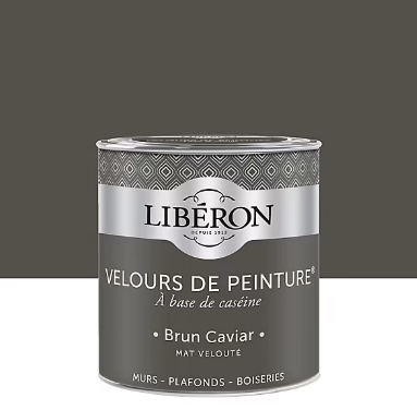Peinture murs, plafonds et boiseries Velours de peinture marron brun caviar Libéron 0,5L