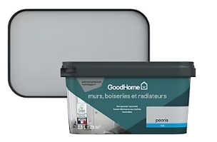 Peinture intérieure couleur murs, boiseries et radiateurs GoodHome mat peoria gris 2.5L