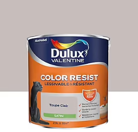Peinture murs et boiseries Color Resist Dulux Valentine satin taupe clair 2,5L