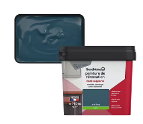 Peinture de rénovation GoodHome multi-supports satin bleu Antibes 750ml
